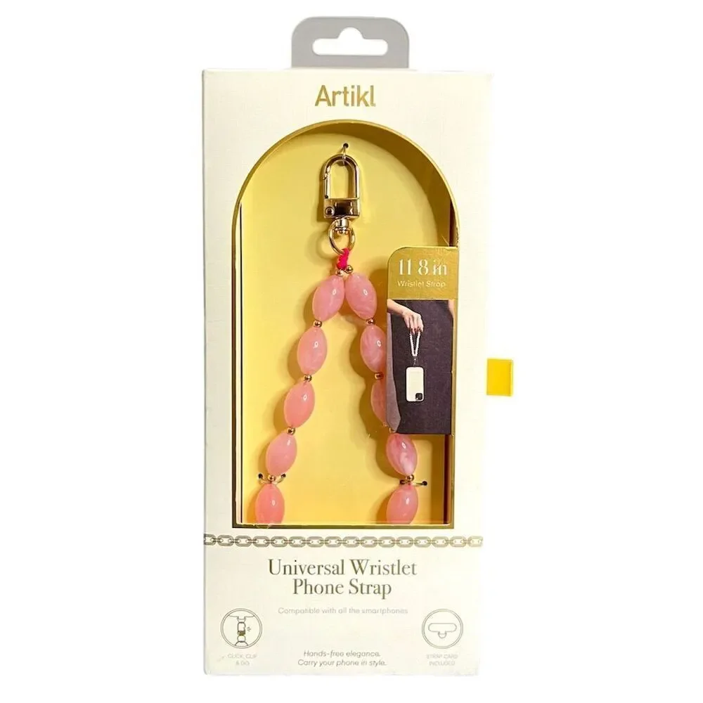 Chic Trendy Pink Beaded Wristlet Phone Lanyard Strap Boho Iphone Feminine